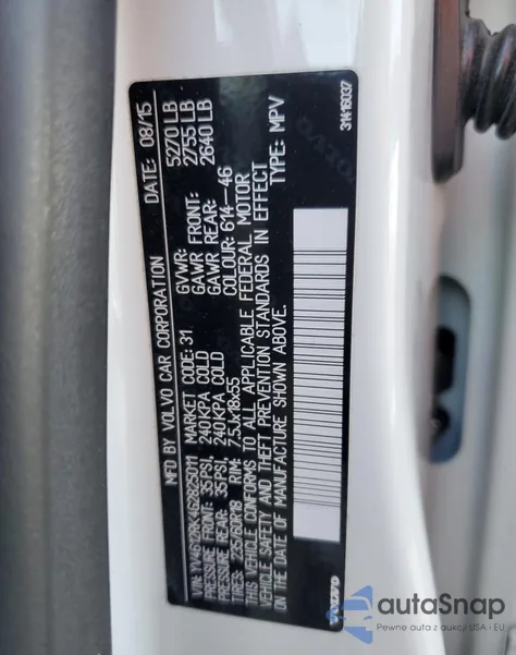 2016 Volvo Xc60 T5 Premier from USA, damaged, VIN YV4612RK4G2825011